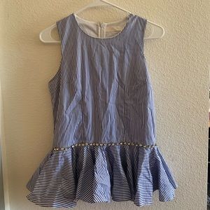 Striped Peplum Pearl Top